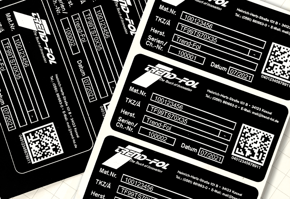 Dokumentenechte lasergravierte Etiketten